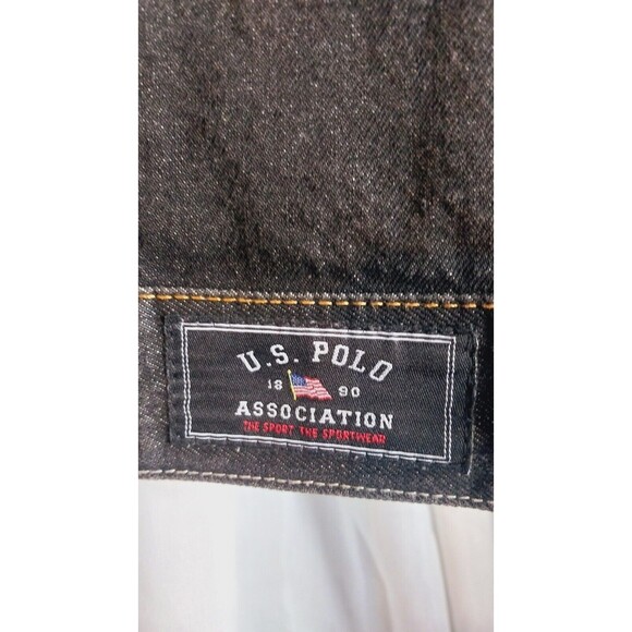 U.S. Polo Association Men's Black Embroidered Jean Denim Jacket Large - Picture 10 of 13